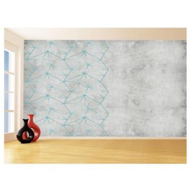 Imagem de Papel De Parede Concreto Linhas Azul Turquesa 3,5M Kkt267 - Você Decor