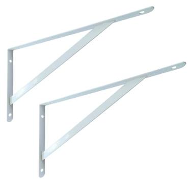 Imagem de Kit 2 Cantoneira Suporte de Prateleira Reforçada com Mão Francesa 30cm (Branco, 30cm)