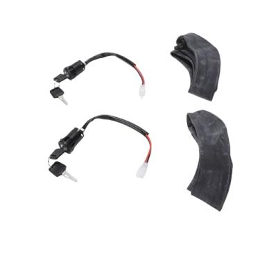 Imagem de RiToEasysports Tubo Interno de Bicicleta Elétrica de 12 Polegadas Com Haste de Válvula Angular, 2 Peças de Tubos de Borracha Resistentes e Kit de Interruptor de Ignição para Scooters, Motocicletas,