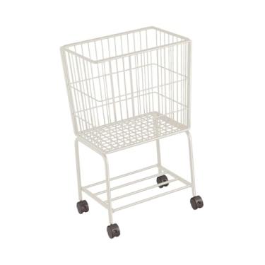 Imagem de KiBcsLic Carrinho de roupa suja com rodinhas, cesto de roupa suja multiuso com rodas, cesto de para quarto de hotel, Branco