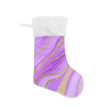 Imagem de GakkiGii Meia de Natal grande de mármore dourado, decoração de Natal para pendurar na parede da árvore da lareira, 45 x 31 cm