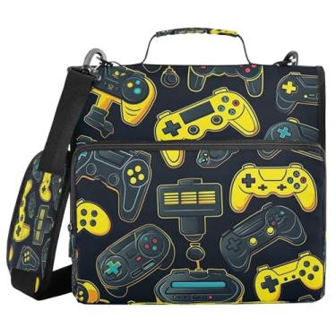Imagem de ATTX Controladores de videogame coloridos com zíper e alça acolchoada ajustável – bolsa para fichário com capacidade para 500 folhas com organizador de vários bolsos, serve para laptop de 30 cm #249