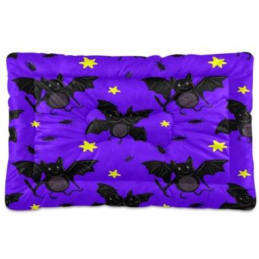 Imagem de SEHANY Cama de Halloween morcegos para cães e gatos com fundo antiderrapante, caixa de canil, colchão macio para animais de estimação, lavável para cães pequenos, médios e grandes, gatos, 91 x 61 cm