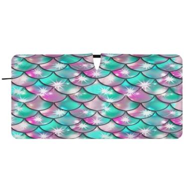 Imagem de Blueangle Sereia Balanças Para-brisas Guarda-sol - 149.9 cm x 76.2 cm Dobrável Carro Frontal Para-sol Blocos Raios UV Viseira de Sol (998)