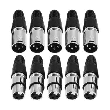 Imagem de menolana Conector de cabo de microfone, plugue de áudio para microfone, peças de reposição, conector XLR de 3 pinos, adaptador XLR macho-fêmea para shows e, Prata 10 Peças