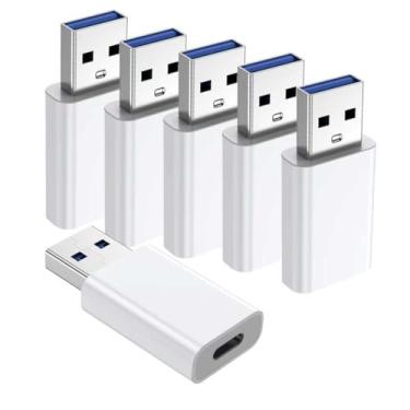 Imagem de Adaptador OTG 【Pacote com 6】 Adaptador USB-C fêmea para USB-A macho USB para adaptador USB C, compatível com iPhone 16 15 14 13 12, carro, Apple MagSafe Watch Mini tomada de parede, iPad, Galaxy