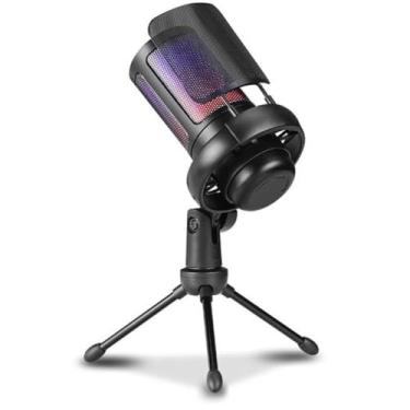 Imagem de Microfone Condensador com RGB Led USB-C para Streaming e Jogos, Cabos & Plugs
