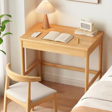 Imagem de Yadlan Mesa de estudo infantil de madeira maciça, escritório em casa, mesa de estudo para crianças pequenas com gaveta, espaço pequeno, estação de trabalho de computador e mesa de escrita para quarto