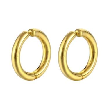 Imagem de Brincos De Argola Falsos Clássicos Unissex Em Aço Inoxidável, Clip-On,