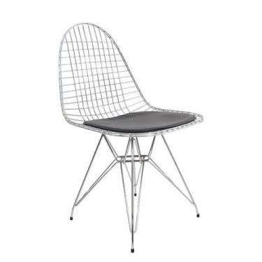 Imagem de Cadeira Eames Aramada - Cromada - Almofada Preta - shopshop