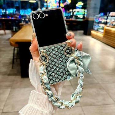 Imagem de Capa com glitter em formato de escama de peixe e cordão de fita para Samsung Galaxy Z Flip 7 6 5 4 3 Zflip7 Flip6 5g, com alça de mão (para Galaxy Z Flip4/1)
