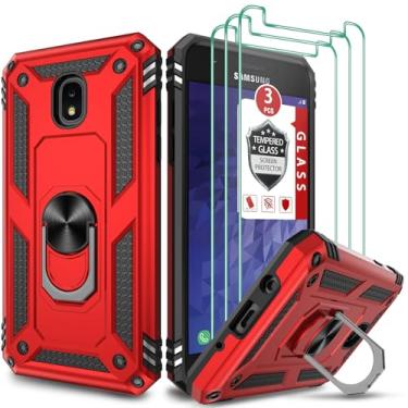 Imagem de Capa para Galaxy J3 2018. Capa para Galaxy J3 Star/Galaxy Amp Prime 3/Galaxy J3 V 2018/Galaxy J3 Aura, com [3 protetores de tela de vidro temperado], capa de policarbonato TPU híbrido de camada dupla