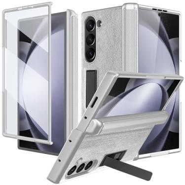 Imagem de NINKI Capa para Samsung Galaxy Z Fold 6 com suporte ajustável, capa protetora de dobradiça para Samsung Z Fold 6 com protetor de tela Galaxy Fold 6 capa de couro PU para Galaxy Z Fold 6 5G capa prata