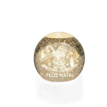 Imagem de Enfeite Luminoso de Natal: Esfera de Vidro LED USB com Base de Madeira - Decoração Elegante de Mesa