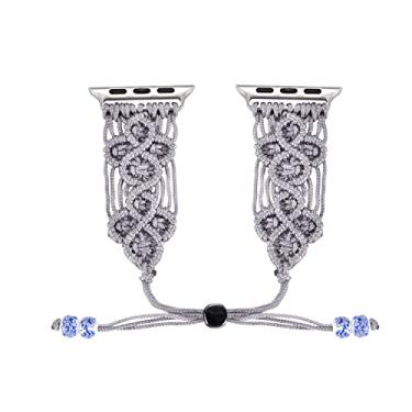 Imagem de Euler Pulseira trançada de nylon de 3ª geração de 41 mm, 40 mm, 38 mm, compatível com Apple Watch Series 7 6 SE 5 4 (prata, 38/40/41 mm)