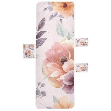 Imagem de STAYTOP Linda capa de toalha de espreguiçadeira peônias, capa macia para espreguiçadeira, capas de cadeira de praia com bolsos para jardim ao ar livre, pátio, pátio, banhos de sol, gramado, 216 x 76