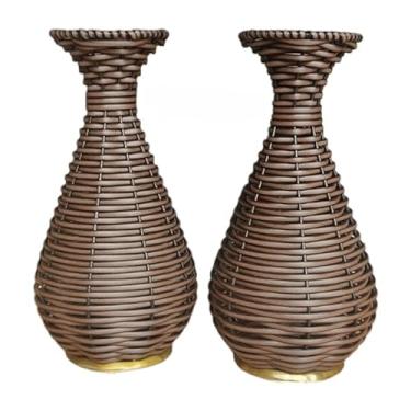 Imagem de Vaso De Mesa Junco Base Dourada(2 de 30 e 1 de 25,Tabaco claro)