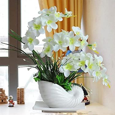 Imagem de Flor artificial com vaso orquídea, flor artificial com vaso, orquídea, falsa, Phalaenopsis, plantas falsas para decoração de escritório em casa, sala de estar, casamento