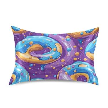 Imagem de xigua Fronha de cetim com desenho animado donut para cabelo e pele lavável na máquina almofada de cetim antiderrapante refrescante capa de cama padrão com fecho de envelope, 51 cm x 66 cm