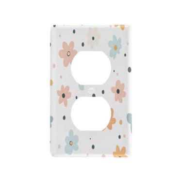 Imagem de Wassud Capa de interruptor de luz, placa de parede decorativa para tomadas elétricas, pétalas fofas, duplex, 11 x 6 cm