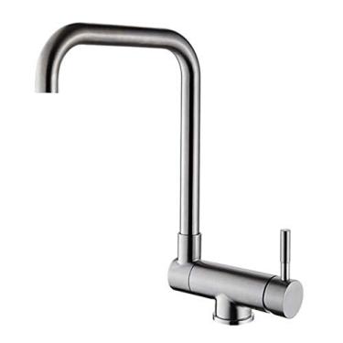 Imagem de YYBOES Torneira de cozinha Torneira de cozinha aço inoxidável 304 janela interna dobrável pia rotativa furo único torneira quente e fria Desenho