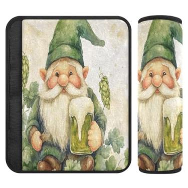 Imagem de Burbuja Capa para cinto de segurança de carro St. Patrick Gnome Beer Protetor de cinto de segurança de carro macio confortável para alça de ombro de assento de carro, 1 par médio