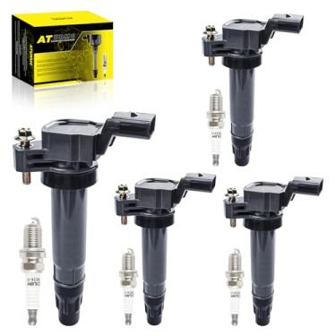 Imagem de ATURMC Conjunto de 4 bobinas de ignição UF725 e velas de ignição irídio compatíveis com Chevy Spark 1.2L L4-OEM 2013 2014 2015 substitui # 25190788 96983945 5C1903 UF-725
