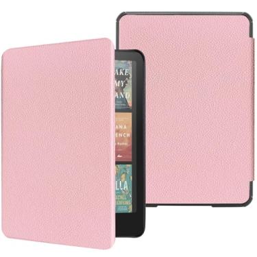 Imagem de Capa para Kindle Paperwhite 17.8 cm 12ª Geração 2024 / Kindle Colorsoft Signature Edition, Couro PU Premium, Capa Leve e Segura à Prova D'Água com Função Despertar Automática, Ouro Rosa