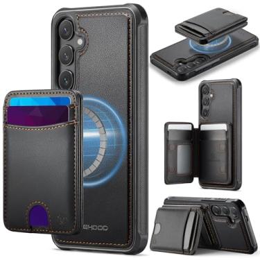 Imagem de WJXEXRS Capa carteira para Samsung Galaxy S25 FE, capa de couro PU 2 em 1 requintada/antiarranhões fina à prova de choque/capa de celular com carregamento magnético para Samsung Galaxy S25 FE 6,6