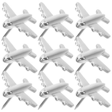 Imagem de SAFIGLE 12 peças de mini pinos de avião, pinos decorativos de metal, tachinhas prateadas para quadros de cortiça, quadros de avisos, decoração de escritório doméstico