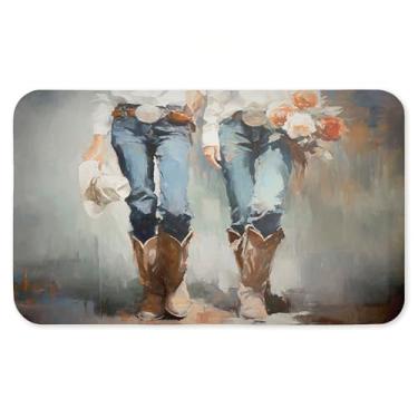 Imagem de I'll Be Me Tapete floral antifadiga Cowgirl, ergonômico acolchoado para cozinha e tapete de pé com suporte antiderrapante, tapete confortável ecológico, design por Ramona Murdock, 76 cm x 45 cm