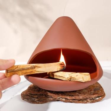 Imagem de MOUGIGI Suporte de terracota Zongzi Palo Santo – Prato de incenso de cone de sálvia elegante para altar de meditação zen, limpeza energética e spa de ioga – Perfeito para mindfulness, aromaterapia