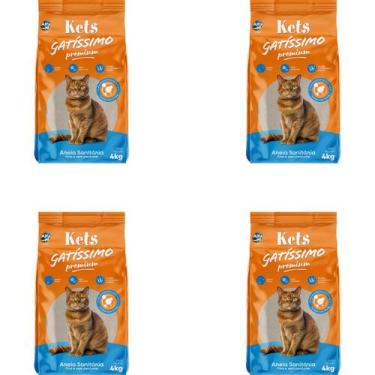 Imagem de Kit com 4 Areia Higiênica Kets Gatissimo Sem Perfume 4kg total 20kg