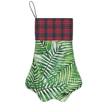 Imagem de SKKNT Meias de Natal com estampa verde de folha de banana, animais de estimação, decoração de Natal, cães, gatos, árvores, doces, presente, conveniente