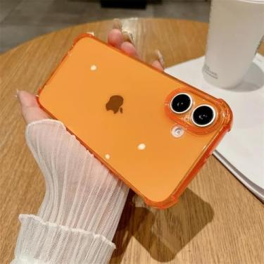Imagem de HTVJFX Capa de silicone macia de luxo para iPhone 15 Plus, proteção à prova de choque, capa traseira transparente (para iPhone 15 Plus/laranja)