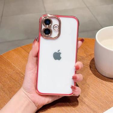 Imagem de HTVJFX Para 15 Câmeras Proteção de Lente Revestimento de Canto de Airbag Transparente Capa de PC Rígido (para 15/vermelho)