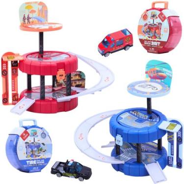 Imagem de Brinquedo Maleta Pista Estacionamento c/ Rampa Carrinho Acessórios - C