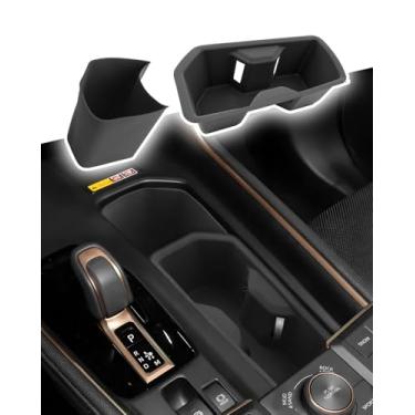 Imagem de CDEFG 2 peças para Toyota Grand Highlander 2024 2025 2026 suporte de copo para console central – organizador de bolso TPE lateral da porta acessórios para caixa de armazenamento