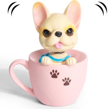 Imagem de COGEEK Bobble Head Dogs in The Cup, Resin Shaking Dog Figure with Aroma Pad, Cute Nodding Doggy Car Dashboard Decor for Home Office Desk - French Bulldog