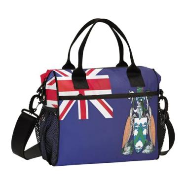 Imagem de ODAWA Ilha Ascensão Bandeira Nacional Britânica Overseas Kid Lancheira Congelador Lancheira para Trabalho Adulto Impermeável Lancheira Feminina Sacola de Almoço para Piquenique