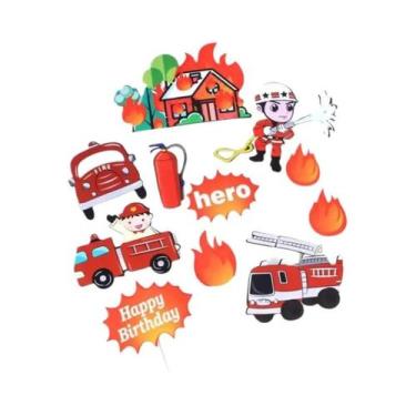 Imagem de Decorações De Bolo Tema Herói Bombeiro Para Crianças, Topper De Bolo D