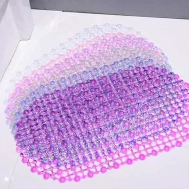 Imagem de Tapete de PVC Transparente para Banheiro, Antiderrapante com Ventosas, Tamanho Padrão 60x40 cm, Retangular, Material Durável, Fácil Manutenção