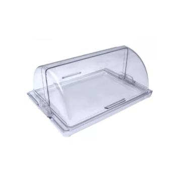 Imagem de Porta Pão Cristal Armazenador Com Tampa Articulável Profissional Para Pães Bolos Mesa 30x20cm(Transparente)