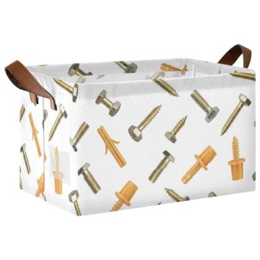 Imagem de Caixas de organização grandes para organização de armazenamento, cestas de armazenamento decorativas para organização e quarto de armazenamento 17 x 29 x 25 cm parafusos pacote com 2