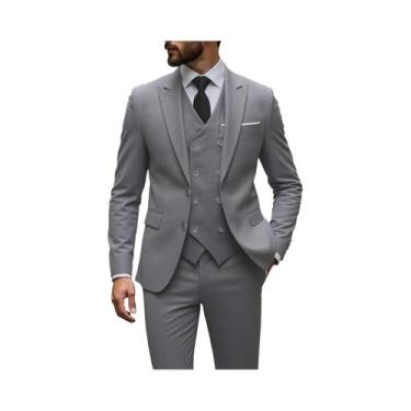 Imagem de Terno Slim Fit De 3 Peças Para Casamento Masculino: Jaqueta, Colete E 