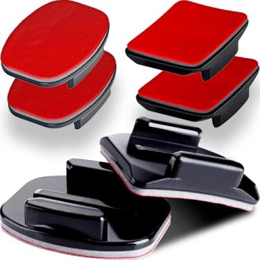 Imagem de Suportes adesivos - 3 suportes curvados e 3 planos com almofadas adesivas 3M - para o seu capacete/bicicleta/placa/carro - compatível com todos os modelos GoPro Hero 13/12/11/10/9/8/7/6/5/4/3+/3/2/1