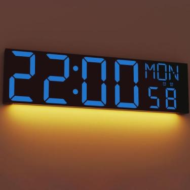 Imagem de Relógio JALL 30" grande, suporte digital de parede, LED azul