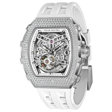 Imagem de TSAR BOMBA Relógio masculino de luxo automático para homens, à prova d'água, movimento mecânico japonês, à prova d'água, caixa de aço inoxidável, vidro de safira, relógio de rosto grande, presente