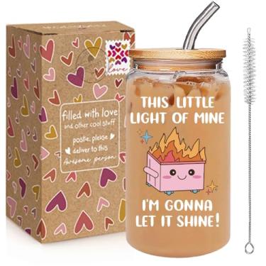Imagem de Qubereeree Presentes engraçados de Natal para escritório com copo de fogo para mulheres, colega de trabalho, chefe, amiga, irmã, chefe senhora, This Little Light of Mine I'm Gonna Let It Shine