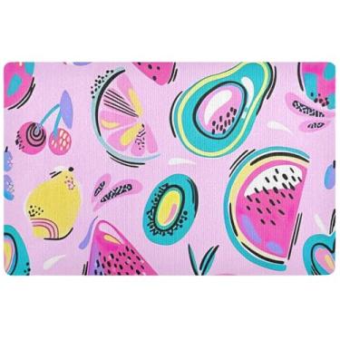 Imagem de TSENQUE Custom Tropics Funny Fruits Pink Halloween Tapete absorvente lamacento grande, tapetes de entrada internos tapetes de porta para entrada de casa, 81 cm x 50 cm